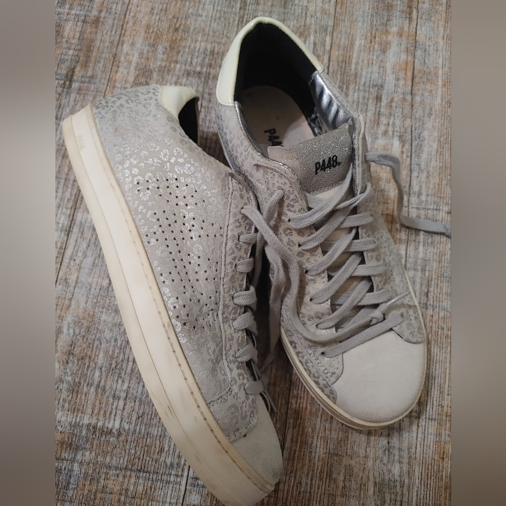 P448 Gray Metallic Leopard Sneakers size 39